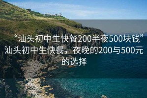 “汕頭初中生快餐200半夜500塊錢(qián)”汕頭初中生快餐，夜晚的200與500元的選擇