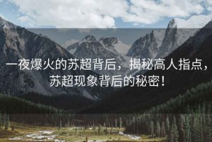 一夜爆火的蘇超背后，揭秘高人指點(diǎn)，蘇超現象背后的秘密！