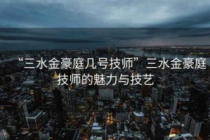 “三水金豪庭幾號技師”三水金豪庭技師的魅力與技藝