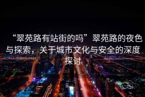 “翠苑路有站街的嗎”翠苑路的夜色與探索，關(guān)于城市文化與安全的深度探討