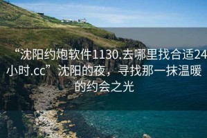 “沈陽(yáng)約炮軟件1130.去哪里找合適24小時(shí).cc”沈陽(yáng)的夜，尋找那一抹溫暖的約會(huì )之光
