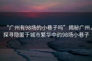 “廣州有98場(chǎng)的小巷子嗎”揭秘廣州，探尋隱匿于城市繁華中的98場(chǎng)小巷子