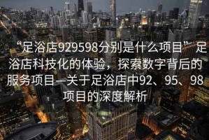 “足浴店929598分別是什么項目”足浴店科技化的體驗，探索數字背后的服務(wù)項目—關(guān)于足浴店中92、95、98項目的深度解析