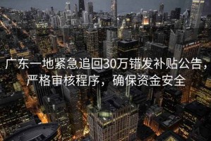 廣東一地緊急追回30萬(wàn)錯發(fā)補貼公告，嚴格審核程序，確保資金安全