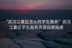 “武漢江夏區怎么找學(xué)生服務(wù)”武漢江夏區學(xué)生服務(wù)資源探索指南