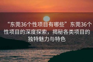 “東莞36個(gè)性項目有哪些”東莞36個(gè)性項目的深度探索，揭秘各類(lèi)項目的獨特魅力與特色