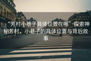 “芳村小巷子具體位置在哪”探索神秘芳村，小巷子的具體位置與背后故事
