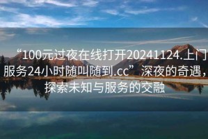 “100元過(guò)夜在線(xiàn)打開(kāi)20241124.上門(mén)服務(wù)24小時(shí)隨叫隨到.cc”深夜的奇遇，探索未知與服務(wù)的交融