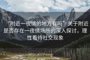“附近一夜情的地方有嗎”關(guān)于附近是否存在一夜情場(chǎng)所的深入探討，理性看待社交現象