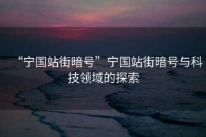 “寧國站街暗號”寧國站街暗號與科技領(lǐng)域的探索