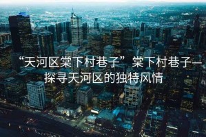 “天河區棠下村巷子”棠下村巷子—探尋天河區的獨特風(fēng)情
