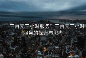 “三百元三小時(shí)服務(wù)”三百元三小時(shí)服務(wù)的探索與思考