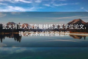 武大將深入調查復核楊某某學(xué)位論文，確保學(xué)術(shù)誠信不容忽視