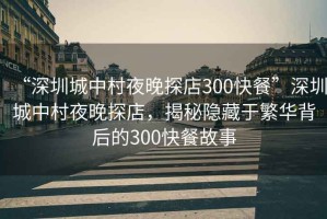 “深圳城中村夜晚探店300快餐”深圳城中村夜晚探店，揭秘隱藏于繁華背后的300快餐故事
