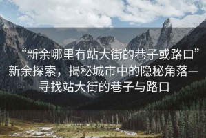“新余哪里有站大街的巷子或路口”新余探索，揭秘城市中的隱秘角落—尋找站大街的巷子與路口