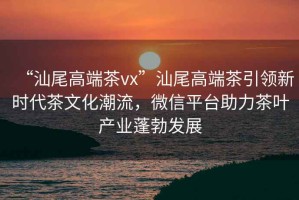 “汕尾高端茶vx”汕尾高端茶引領(lǐng)新時(shí)代茶文化潮流，微信平臺助力茶葉產(chǎn)業(yè)蓬勃發(fā)展
