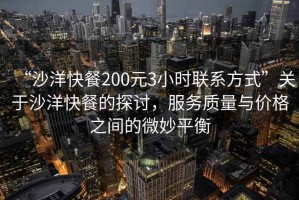 “沙洋快餐200元3小時(shí)聯(lián)系方式”關(guān)于沙洋快餐的探討，服務(wù)質(zhì)量與價(jià)格之間的微妙平衡