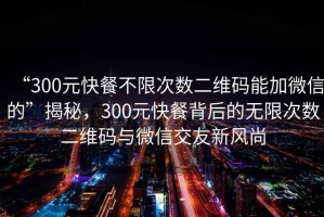 “300元快餐不限次數二維碼能加微信的”揭秘，300元快餐背后的無(wú)限次數二維碼與微信交友新風(fēng)尚