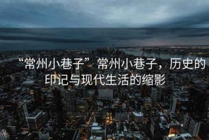 “常州小巷子”常州小巷子，歷史的印記與現代生活的縮影