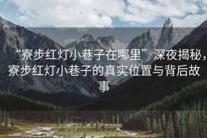 “寮步紅燈小巷子在哪里”深夜揭秘，寮步紅燈小巷子的真實(shí)位置與背后故事