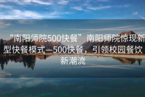 “南陽(yáng)師院500快餐”南陽(yáng)師院驚現新型快餐模式—500快餐，引領(lǐng)校園餐飲新潮流