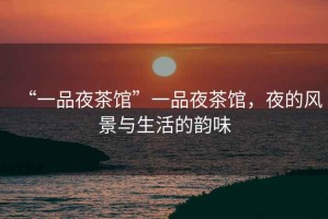 “一品夜茶館”一品夜茶館，夜的風(fēng)景與生活的韻味
