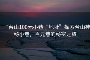 “臺山100元小巷子地址”探索臺山神秘小巷，百元巷的秘密之旅