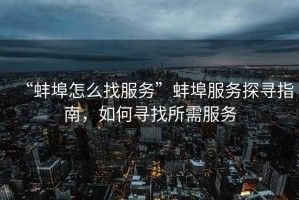 “蚌埠怎么找服務(wù)”蚌埠服務(wù)探尋指南，如何尋找所需服務(wù)