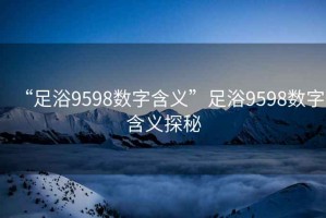 “足浴9598數字含義”足浴9598數字含義探秘