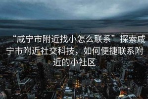 “咸寧市附近找小怎么聯(lián)系”探索咸寧市附近社交科技，如何便捷聯(lián)系附近的小社區