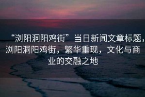 “瀏陽(yáng)洞陽(yáng)雞街”當日新聞文章標題，瀏陽(yáng)洞陽(yáng)雞街，繁華重現，文化與商業(yè)的交融之地