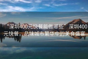 “深圳400元快餐能做哪些”深圳400元快餐，品味城市繁華中的美食盛宴