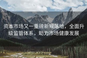 資本市場(chǎng)又一重磅新規落地，全面升級監管體系，助力市場(chǎng)健康發(fā)展