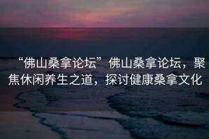 “佛山桑拿論壇”佛山桑拿論壇，聚焦休閑養生之道，探討健康桑拿文化