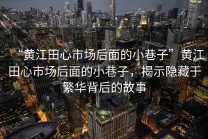 “黃江田心市場(chǎng)后面的小巷子”黃江田心市場(chǎng)后面的小巷子，揭示隱藏于繁華背后的故事