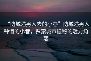 “防城港男人去的小巷”防城港男人鐘情的小巷，探索城市隱秘的魅力角落