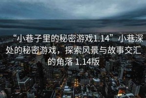 “小巷子里的秘密游戲1.14”小巷深處的秘密游戲，探索風(fēng)景與故事交匯的角落 1.14版