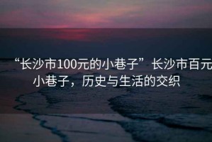 “長(cháng)沙市100元的小巷子”長(cháng)沙市百元小巷子，歷史與生活的交織