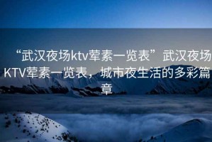 “武漢夜場(chǎng)ktv葷素一覽表”武漢夜場(chǎng)KTV葷素一覽表，城市夜生活的多彩篇章