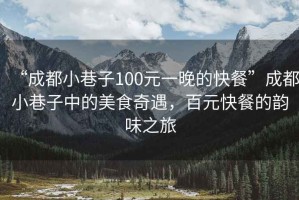 “成都小巷子100元一晚的快餐”成都小巷子中的美食奇遇，百元快餐的韻味之旅
