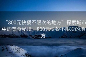 “800元快餐不限次的地方”探索城市中的美食秘境，800元快餐不限次的地方