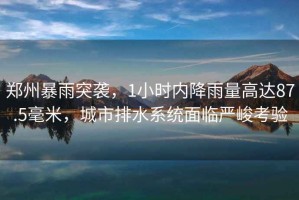 鄭州暴雨突襲，1小時(shí)內降雨量高達87.5毫米，城市排水系統面臨嚴峻考驗
