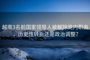 越南3名前國家領(lǐng)導人被解除黨內職務(wù)，歷史性轉折還是政治調整？