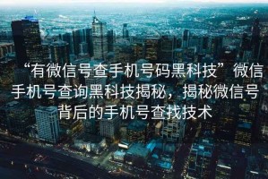 “有微信號查手機號碼黑科技”微信手機號查詢(xún)黑科技揭秘，揭秘微信號背后的手機號查找技術(shù)