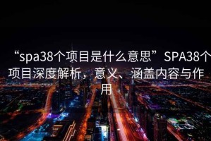 “spa38個(gè)項目是什么意思”SPA38個(gè)項目深度解析，意義、涵蓋內容與作用