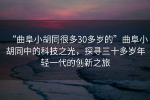 “曲阜小胡同很多30多歲的”曲阜小胡同中的科技之光，探尋三十多歲年輕一代的創(chuàng  )新之旅