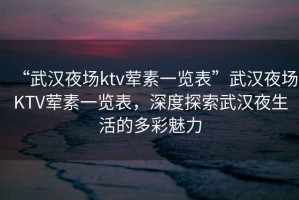 “武漢夜場(chǎng)ktv葷素一覽表”武漢夜場(chǎng)KTV葷素一覽表，深度探索武漢夜生活的多彩魅力