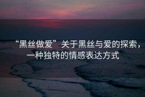 “黑絲做愛(ài)”關(guān)于黑絲與愛(ài)的探索，一種獨特的情感表達方式
