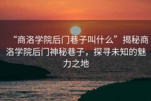 “商洛學(xué)院后門(mén)巷子叫什么”揭秘商洛學(xué)院后門(mén)神秘巷子，探尋未知的魅力之地