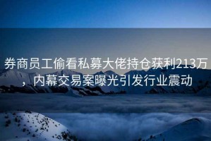 券商員工偷看私募大佬持倉獲利213萬(wàn)，內幕交易案曝光引發(fā)行業(yè)震動(dòng)